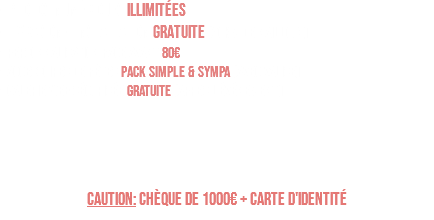 - PHOTOS NUMÉRIQUES ILLIMITÉES - LIVRAISON + INSTALLATION GRATUITE (30km de NAILLOUX) - PERSONNALISATION FACE AVANT 80€ - Accessoires de fêtes PACK SIMPLE & SYMPA (avec valise) - GALERIE web sécurisée GRATUITE (APRES L’ÉVÉNEMENT) ... CAUTION: Chèque de 1000€ + carte d'identité